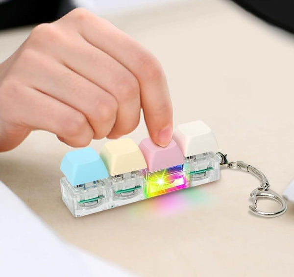 LED Click Fidget Keychain – Stress Relief Keycap Toy with Light & Satisfying Click Sound (Multiple Colors
